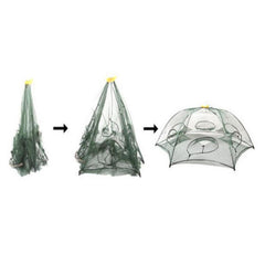 12 Holes Foldable Crab Fish Trap Cast Net Cast Folding Fishing Net
