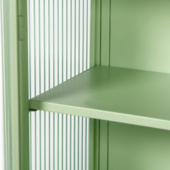 27.56"Glass Doors Modern Two-door Wall Cabinet with Featuring Three-tier Storage Mint Green
