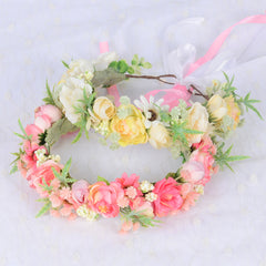 Bridal Fairy Flower Wreath Fabric Flower Starry Sky Headwear Children's Travel Photography Performance Hair Accessories Headrings