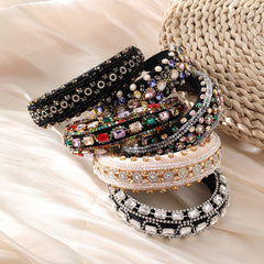 Retro Baroque colored glass drill sponge hair hoop