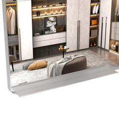 Large bathroom mirror with movable tray wall mounted mirror, vertically and horizontally suspended aluminum frame wall mounted m