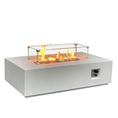 52 Inch Outdoor Concrete Propane gas rectangle Fire Pit table in Antique white color