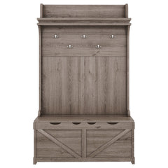 Hall tree with storage desk, entrance desk with drawers and 5 hooks, display rack,Oak