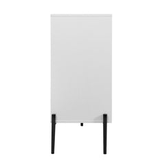 Modern characteristic storage cabinet side panel with glass sliding door and 3 drawers, dining table cabinet in white color