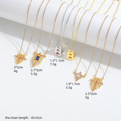 Roman retro flag design pendant necklace for women's collarbone chain