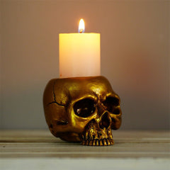 Small Golden Skull Decoration Desktop Small Storage succulent basin tabletop candle holder