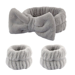 Wash face headband waterproof wrist strap set butterfly bow simple headband wrist 3-piece set