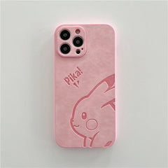 Cute Pikachu Suitable For iPhone13pro Mobile Phone Shell Leather Apple 12mini/Xsmax Pressed Leather 11