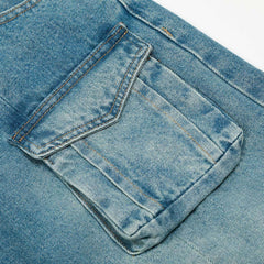 American High Street Vintage Washed Multi-Pocket Workwear Jeans Loose A-Line Wide Leg Long Pants for Men