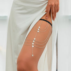 Pure desire butterfly tassel leg chain female sweet cool multi-layer chain star shaped leg ring sexy thigh chain