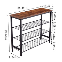 DN 4-Tier Metal Shoe Rack, Modern Multifunctional Shoe Storage Shelf with MDF Top Board, 1 pc per carton
