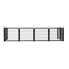Outdoor dog fence, 8-piece board dog fence. 31 inch portable pet sports fence. Black, 26.3 inches wide x 31.5 inches high.