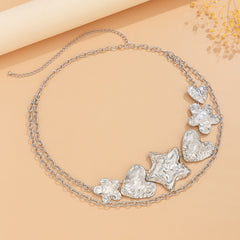 Punk exaggerated big heart metal style body chain sexy starfish waist chain