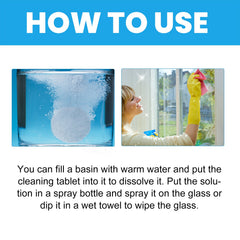 Glass Cleaning Tablets, Car Home Bathroom Polishing Mirror To Remove Scale Clear Sight Anti-Fog