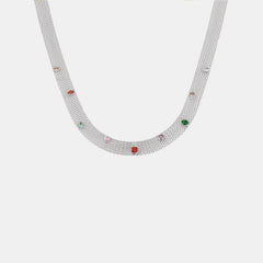 Geometric Colorful Zircon Necklace Titanium Steel PVD Plated Non Fading Jewelry