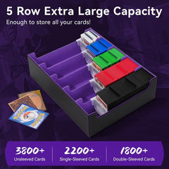 3800+ Capacity Card Storage Box. Includes 20 Dividers, 5 Supporters, Leather Magnetic Closure. Great for YuGiOh & MTG Cards.