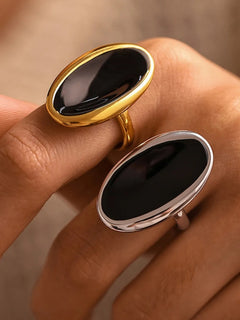 Elliptical Open Ring French Light Luxury Drip Oil Heavy Industry Casting Stainless Steel