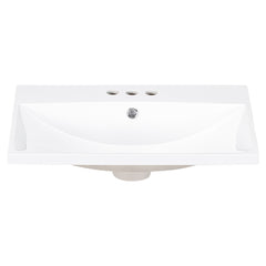 24" Bathroom Vanity Top Only White Basin 3-Faucet Holes  4" Faucet Available Ceramic
