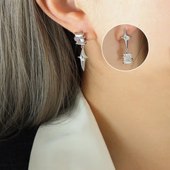 Zircon Copper Geometric Drop Earrings