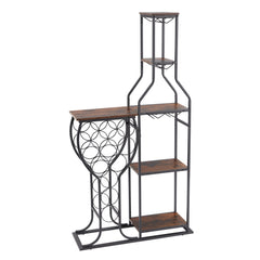 11 bottle wine baking rack, 5-layer independent wine rack with hanging wine glass rack and storage rack