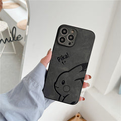 Cute Pikachu Suitable For iPhone13pro Mobile Phone Shell Leather Apple 12mini/Xsmax Pressed Leather 11