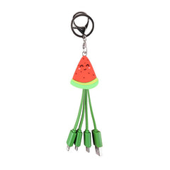 Summer cartoon charging cable refreshing fruit watermelon smiling face keychain data cable creative mobile fast charging cable