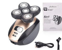 Multifunctional 5-Head Shaver Rechargeable Razor Water Washing Bald Head Machine Five-In-One Razor