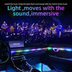 10 in 1 Car LED Acrylic Light Strip RGB Symphony Auto Interior Strip Lights Remote/APP Control Decorative Atmosphere Lamp