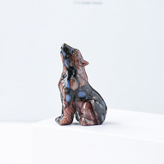 Natural crystal wolf cub carving piece, crystal animal raw stone, mineral specimen, home decoration ornament