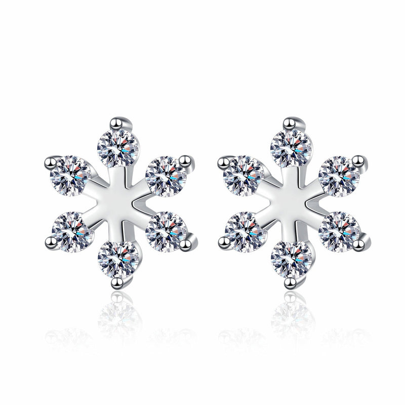 Moissanite 925 Sterling Silver Snowflake Shape Earrings