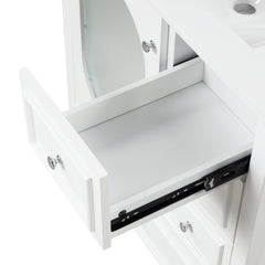 30" Bathroom Vanity with Sink, Bathroom Vanity Cabinet with Three Drawers and Door, Solid Wood and MDF, White