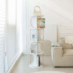 Display rack, 4-layer floor standing organizer, 360 ° rotation, stable and sturdy, can hold books and exhibits