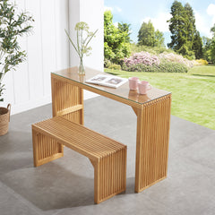 Dining Bench and Table, Pine Indoor Wood Bench for Entryway,Living Room,Kitchen and Bedroom Table (Nature, Long Bench & Table)
