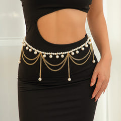 Fashionable retro star waist chain Waist chain metal street photography multi-layer pants chain