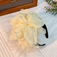 Oversized and exaggerated handmade fabric flower versatile headband