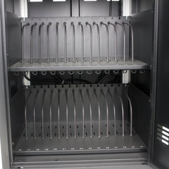 Mobile Charging Cart and Cabinet for Tablets Laptops 30-Device With Combination Lock--Black