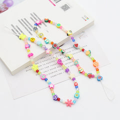 New Soft Ceramic Color Mix And Match Fruit Smiley Beaded Letters To Prevent Mobile Phone Chain Necklace