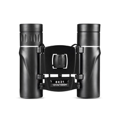 8x21 Compact Zoom Binoculars Long Range Folding HD Powerful Mini Telescope Bak4 FMC Optics Hunting Sports Black Kids Telescope