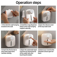 Wall-mounted Automatic Soap Dispenser Multifunctional Infrared Sensor LED Digital Display Touchless Foam USB Rechargeable