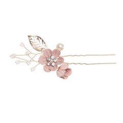 Luxury Blue Flower Hair Combs Headdress Prom Bridal Wedding Hair Accessories Gold Leaves Hair Jewelry Hair Pins
