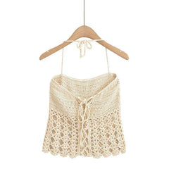 Fashionable and Sexy Hollow-out Short Crochet Strapless Top for Women