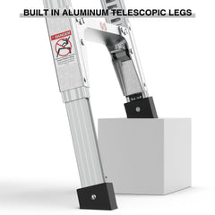 Aluminum Work Platform Large Size Step Stool Folding Portable Work Bench 40" Width Telescopic Feet 22" -27.5" Height Adjustable
