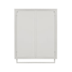 23.62"Glass Doors Modern Two-door Wall Cabinet with Featuring Two-tier Enclosed Storage an Open Shelf and Towel Rack