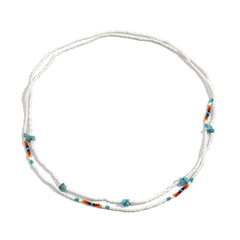 Sexy beach turquoise rice bead elastic waist chain for women's vacation style bead body chain