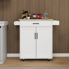 Kitchen island rolling trolley cart with 1 drawer & 2 doors with storage racks & Adjustable Shelves & towel rack