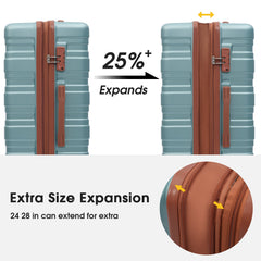 Hardshell Luggage Sets 3 Pcs Spinner Suitcase with TSA Lock Lightweight 20''24''28''  Green + ABS