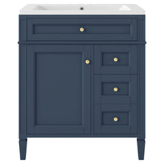 30 inch bathroom vanity with top sink, storage cabinet with 2 drawers and 1 drawer, single sink bathroom vanity