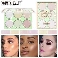 Romantic Beauty 6-Color Highlighter Pearl Brightening Repair Palette Makeup Face Repair Glitter