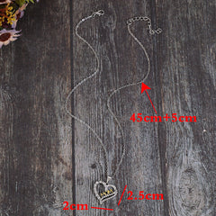 Alloy Inlaid Zircon Heart Pendant Necklace