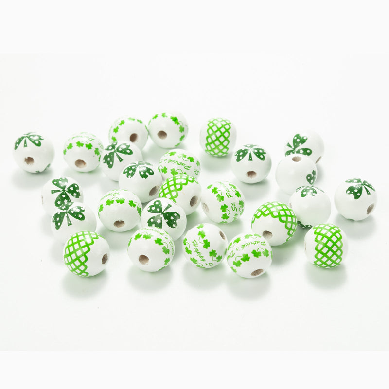 10pcs Irish Festival St. Patrick's Day Colorful Wooden Beads DIY Accessories